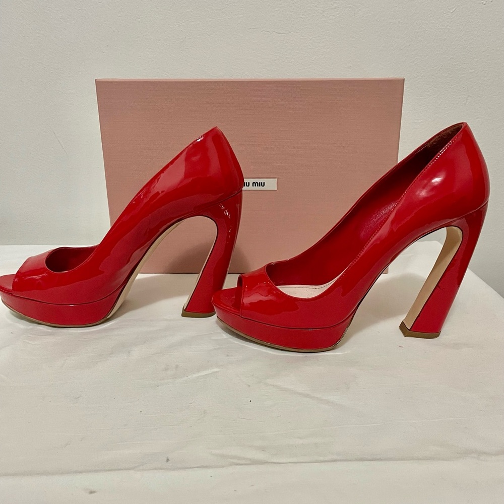 Miu Miu Red Patent Leather Platform - image 3